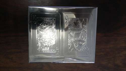 Wooden card holder with stainless steel lid
